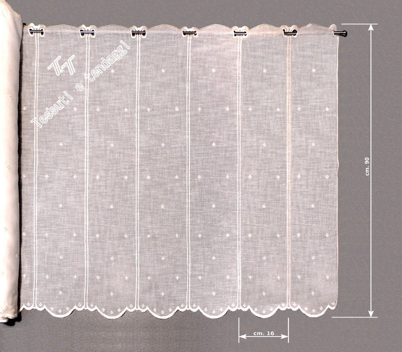 Tendina con fiorellini bianchi ricamati h90