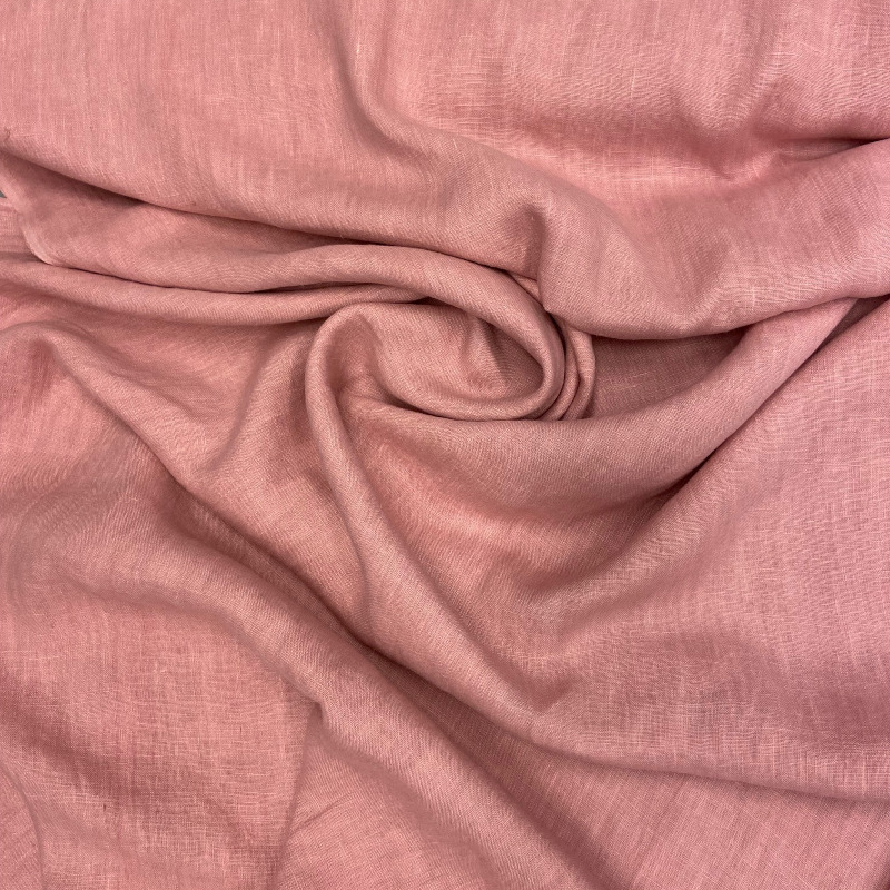 Tessuto in puro lino rosa h140