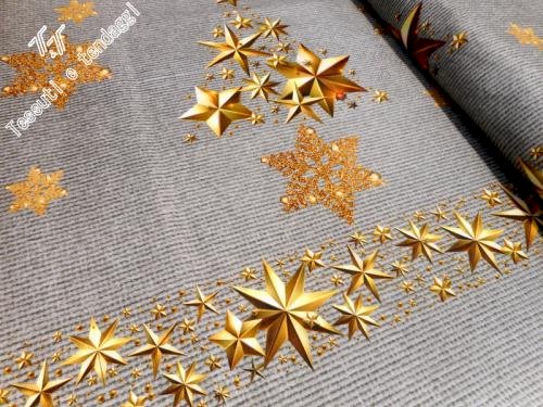 Tessuto Di Cotone Per Bambini Con Motivo A Stelle | Grigio E Bianco | 100% Cotone, Larghezza 150 Cm | Venduto Al Metro