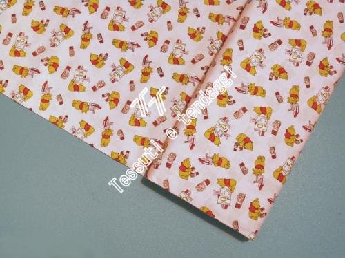 Tessuto cotone stampato rosa WINNIE THE POOH Disney