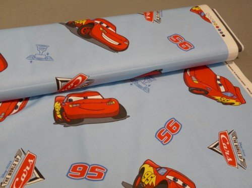 TESSUTO COTONE DISNEY CARS AZZURRO