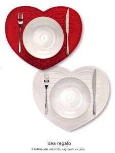 Set 4 sottopiatti a cuore